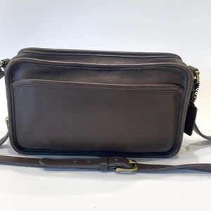 Vintage COACH Rectangle Zip Around Brown Leather Crossbody USA